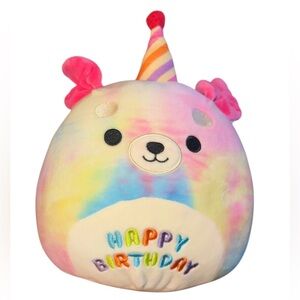 Delenne the Rainbow Tie-Dye Dog Squishmallow, an 8-inch‎ plush toy